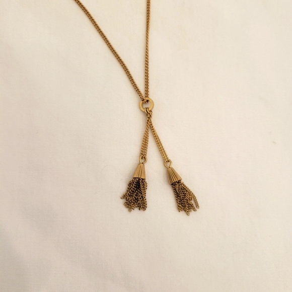J. Crew Gold Tone Tassel Necklace with extension 25" - Picture 2 of 6